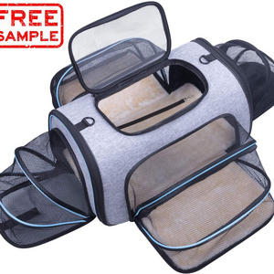 FREE SAMPLE 4 Sides Expandable Pet Carrier Airline Approved Soft-Sided Dog Cat Carrier Bag with Fleece Pad for Cats Puppy