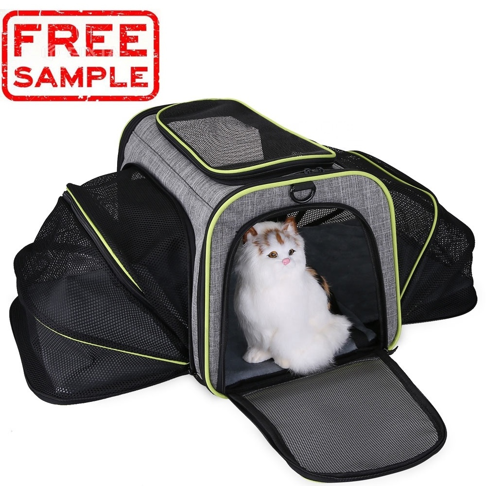 FREE SAMPLE Wholesale Canvas Foldable Travel Airline Approved Pet Carrier Tote Bag for Dog Cat 2021 New Pet Storage Bag