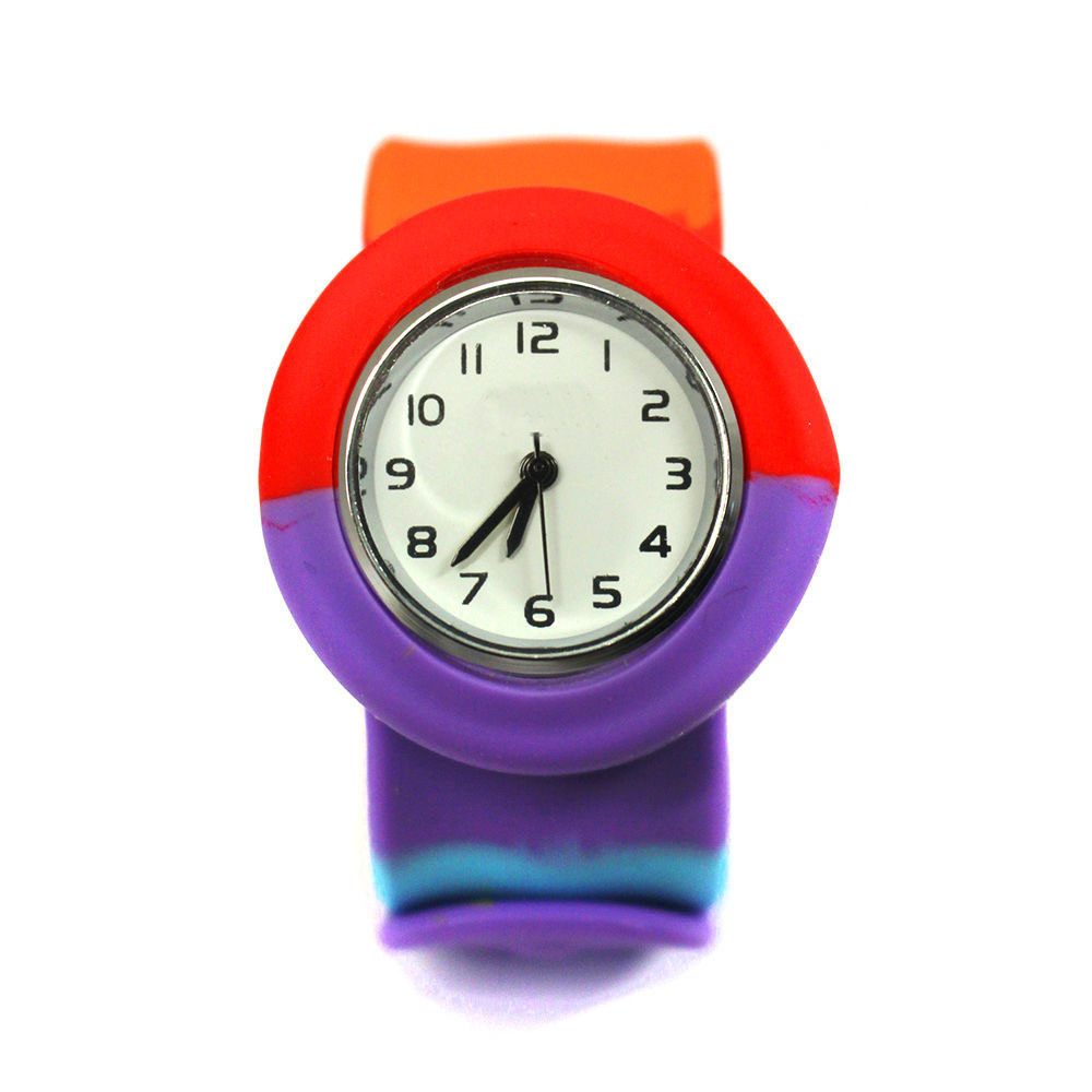 OEM Fashion Stylish Silicone Jelly Kids Personalized Slap Rubber Strap Mix Colorful Gift Quartz Slap Kids Watch