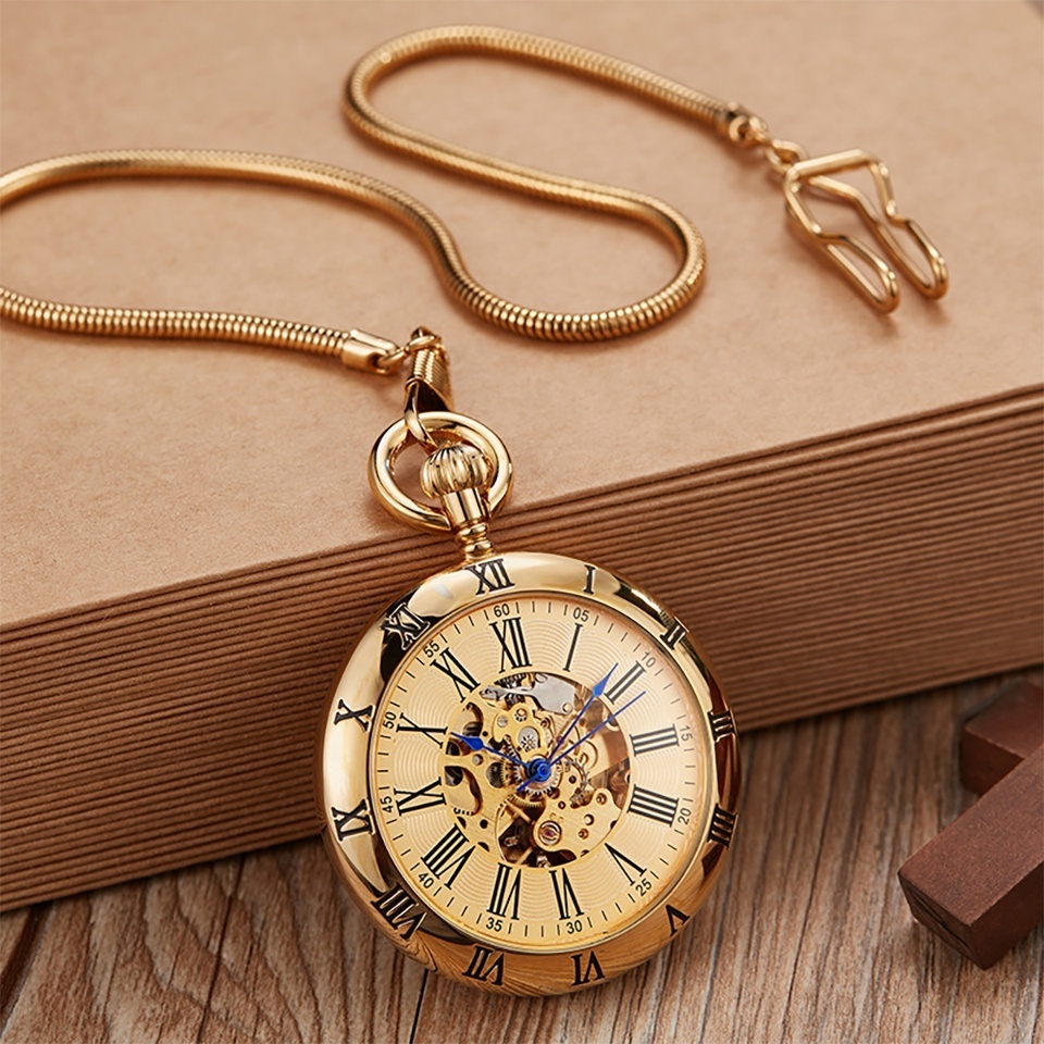 Support Customized OEM ODM Luxury Pocket Watch Engravable Back Men Japan Movt Mechanical Men Pocket Watch