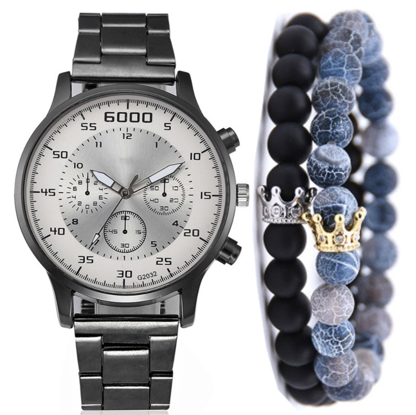 Business Gift Set Fashion  watch and bracelet set men watch stainless steel