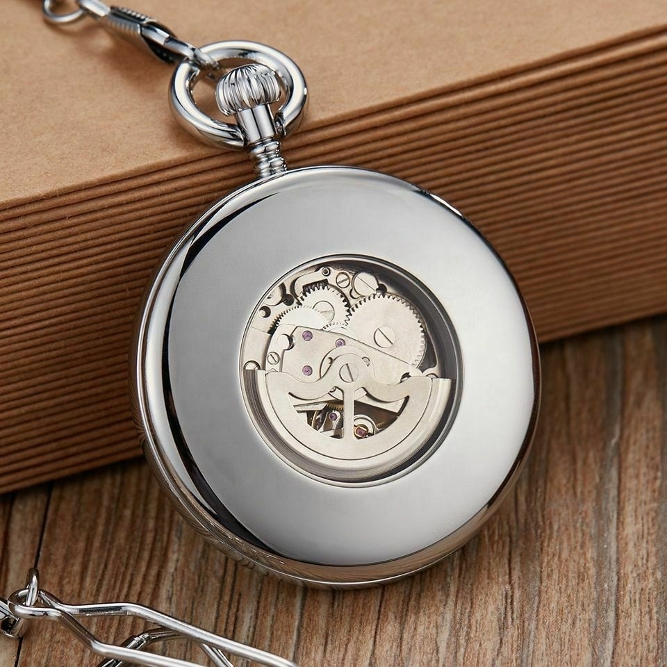 Support Customized OEM ODM Luxury Pocket Watch Engravable Back Men Japan Movt Mechanical Men Pocket Watch