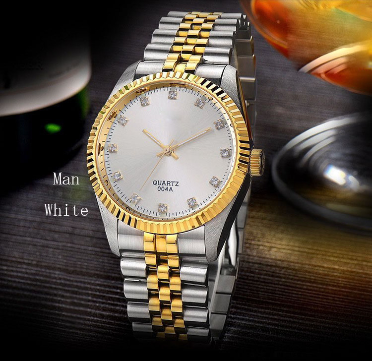 Roles watches men gold luxury stainless steel silver and gold tone rhinestone clock regal watches men