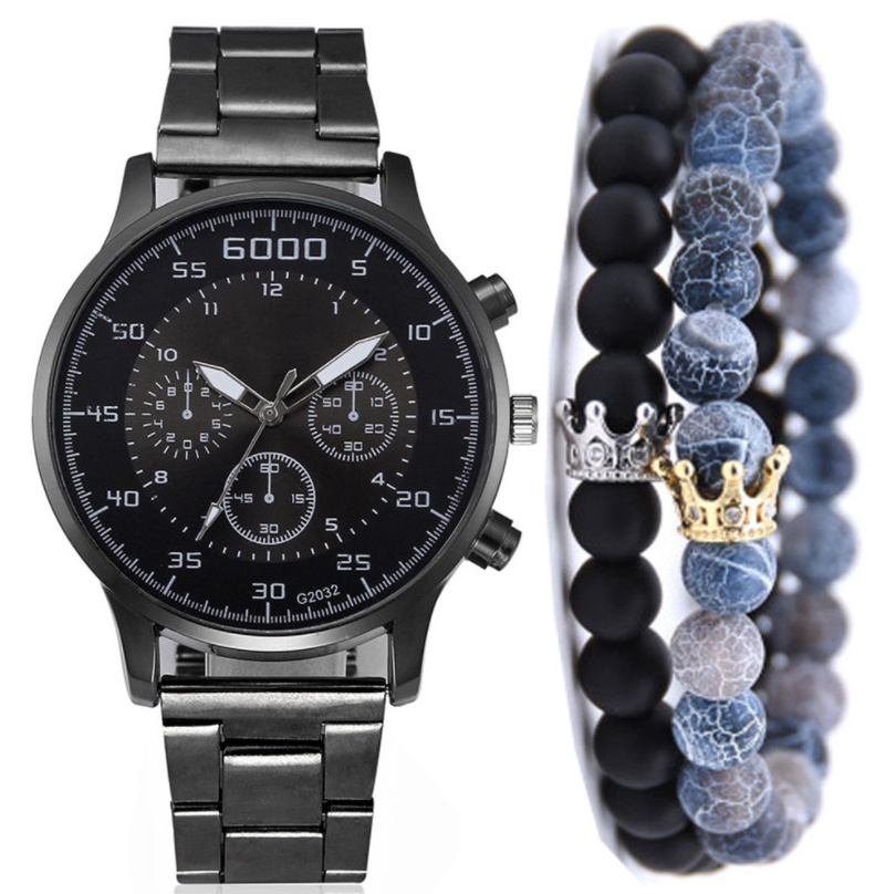 Business Gift Set Fashion  watch and bracelet set men watch stainless steel