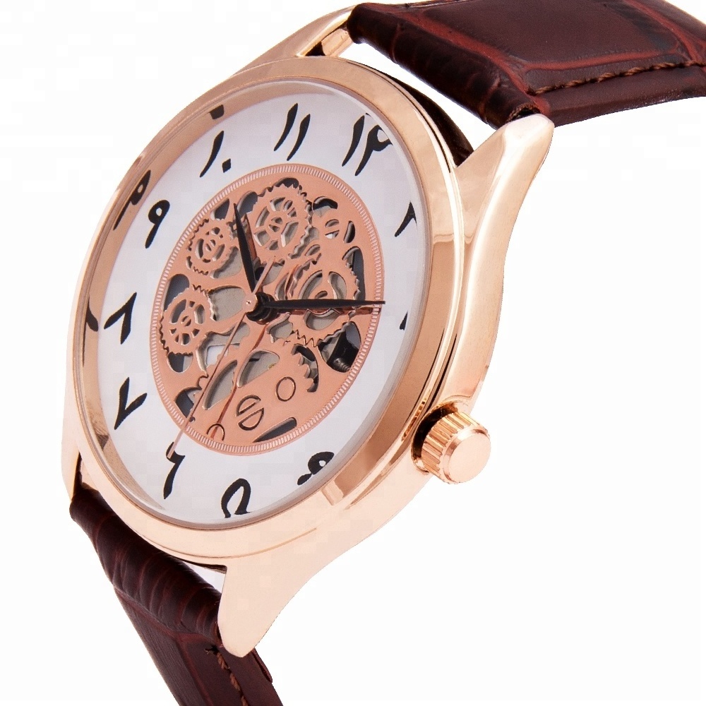 Custom Skeleton No Tactile Arabic Number Watch for women