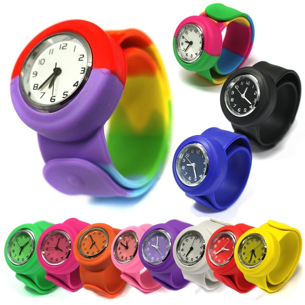 OEM Fashion Stylish Silicone Jelly Kids Personalized Slap Rubber Strap Mix Colorful Gift Quartz Slap Kids Watch