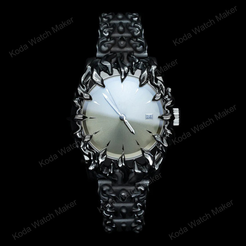 Custom Design Strange Twisted Claw Unique Watch For Men Japan Movement Stainless Steel Quartz Watches With Date