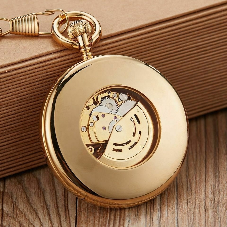 Support Customized OEM ODM Luxury Pocket Watch Engravable Back Men Japan Movt Mechanical Men Pocket Watch