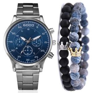 Business Gift Set Fashion  watch and bracelet set men watch stainless steel