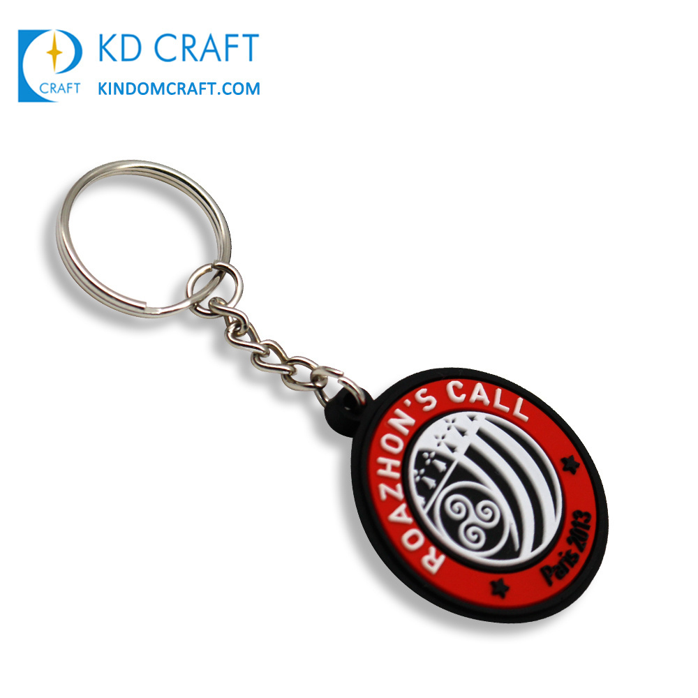 Wholesale china custom promotional small gadgets embossed 2d soft pvc rubber star logo keychain