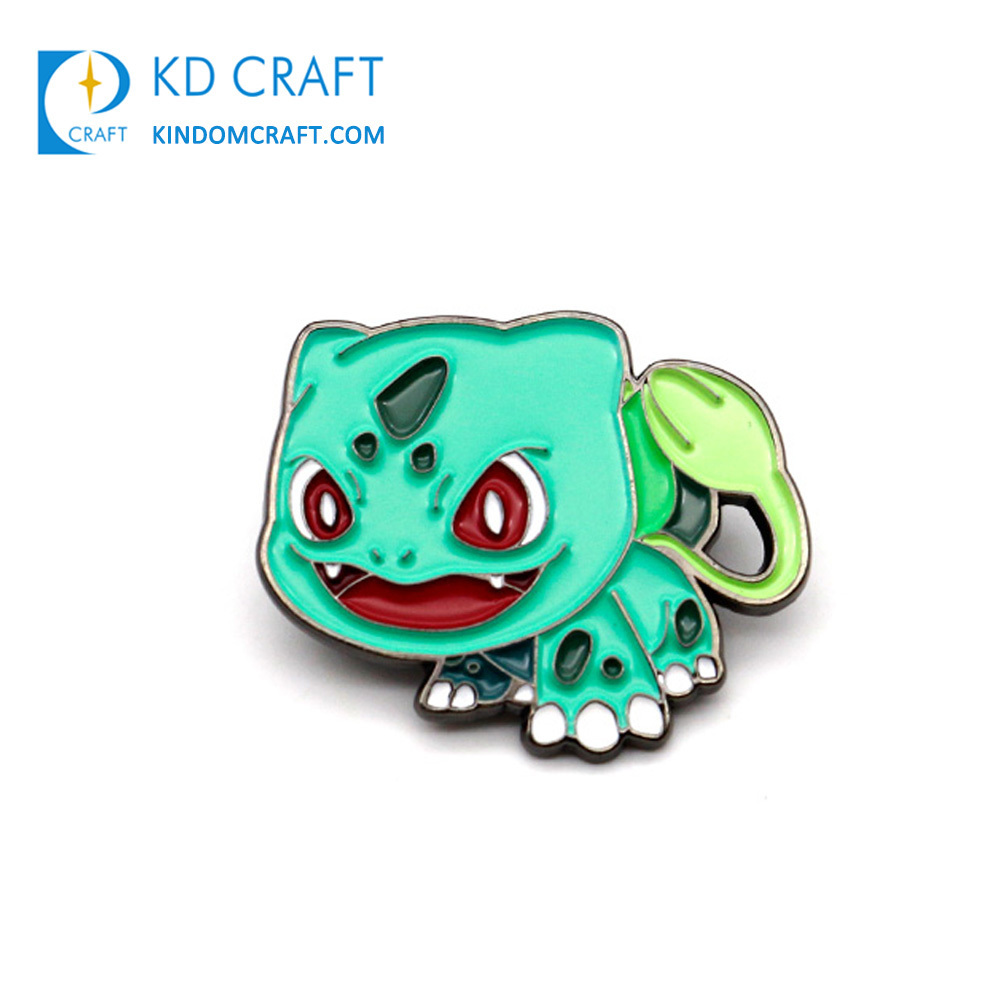 Wholesale cheap metal black nickel plated anime badge cute cartoon turtle dragon lapel custom soft enamel pin in stock no moq