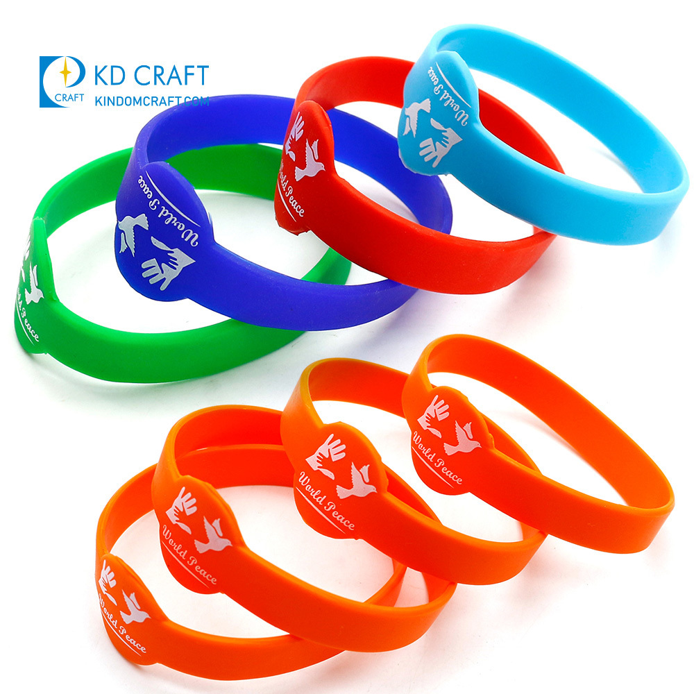 Customizable Debossed Color Filled Rubber Bracelet Silicon Band Printing Promotional Silicone Wristband with Logo Custom