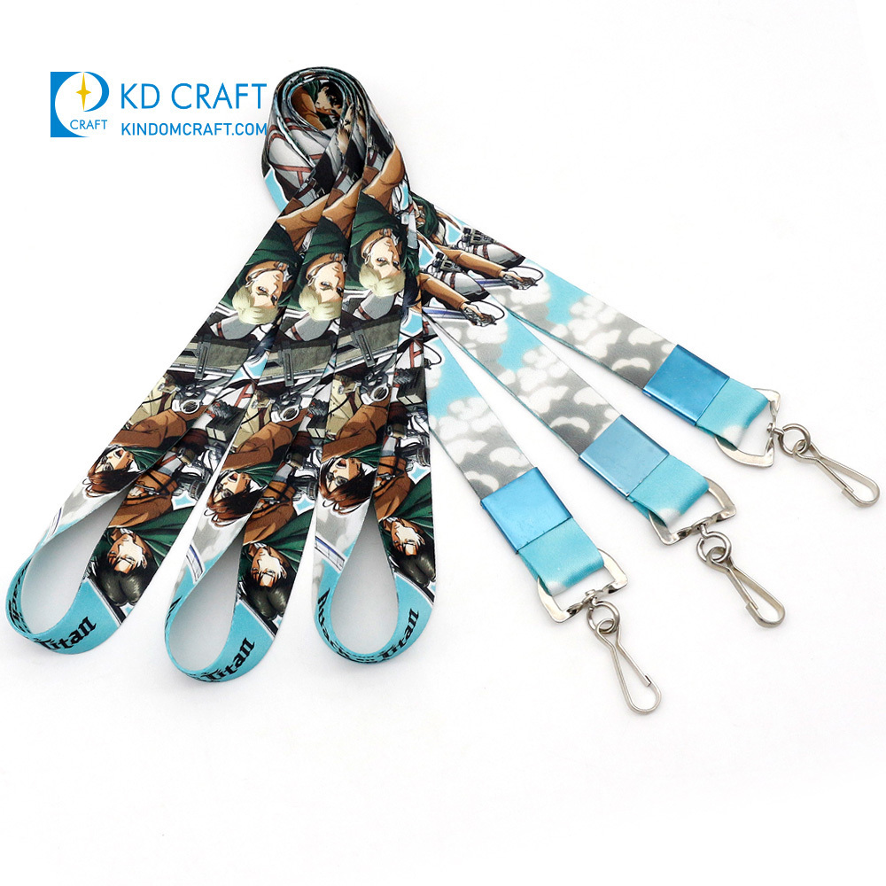 Wholesale personalizado plain retractable printed logo nylon polyester neck strap sublimation custom lanyard with buckle