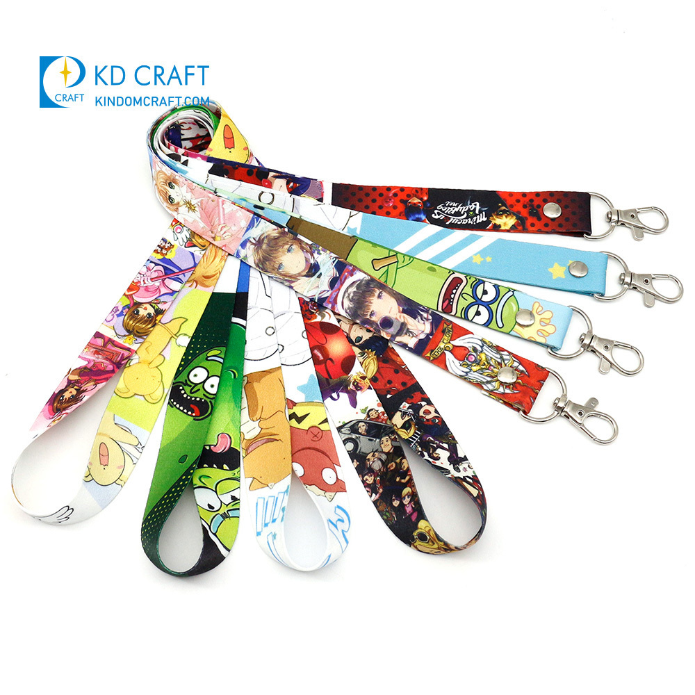 Wholesale personalizado plain retractable printed logo nylon polyester neck strap sublimation custom lanyard with buckle