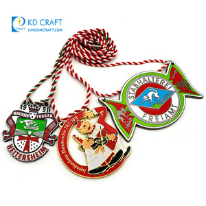 Personalized metal festival carnival fiesta medallion enamel gold silver hollow out souvenir custom carnaval medal with strap