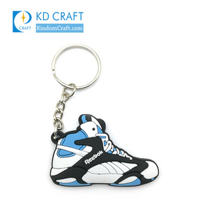 Manufacturer custom design rubber soft pvc basketball football sports brand mini sneaker 3d shoe keychain