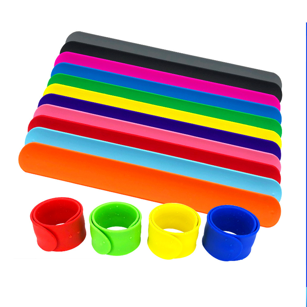 Wholesale bulk cheap custom eco-friendly rubber snap wristband recycled blank silicone slap bracelet for promotion