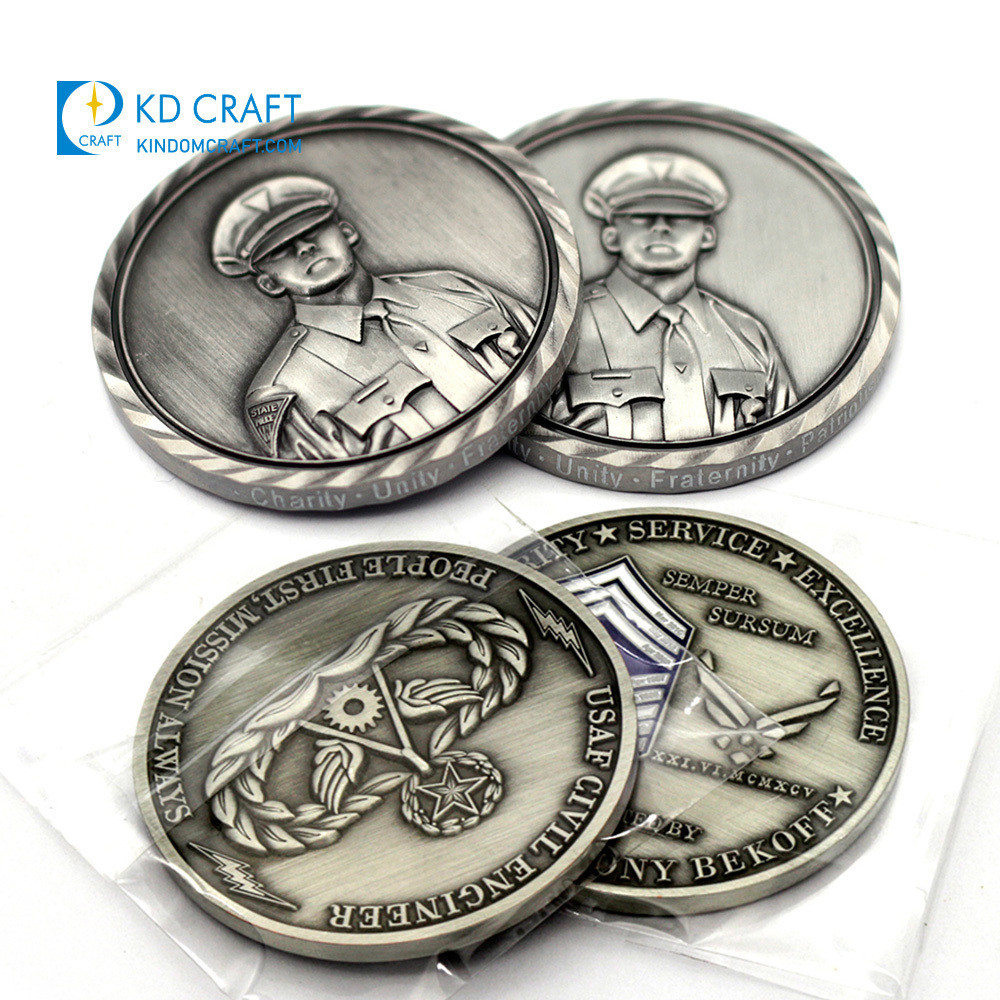 Personalized custom logo metal zinc alloy embossed 3D commemorative challenge coin for collection