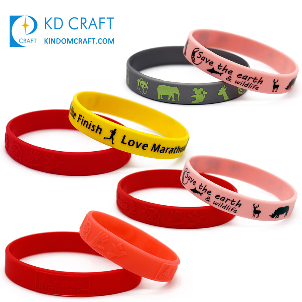 Wholesale Manufacturer Eco-Friendly Printed Custom Silicone Wristband Glitter Silicone Bracelets