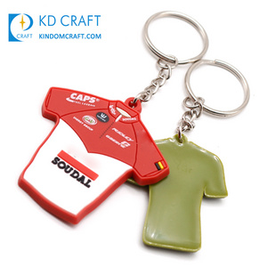 Wholesale china custom promotional soft pvc rubber sports jersey keyring soccer football team t shirt keychain