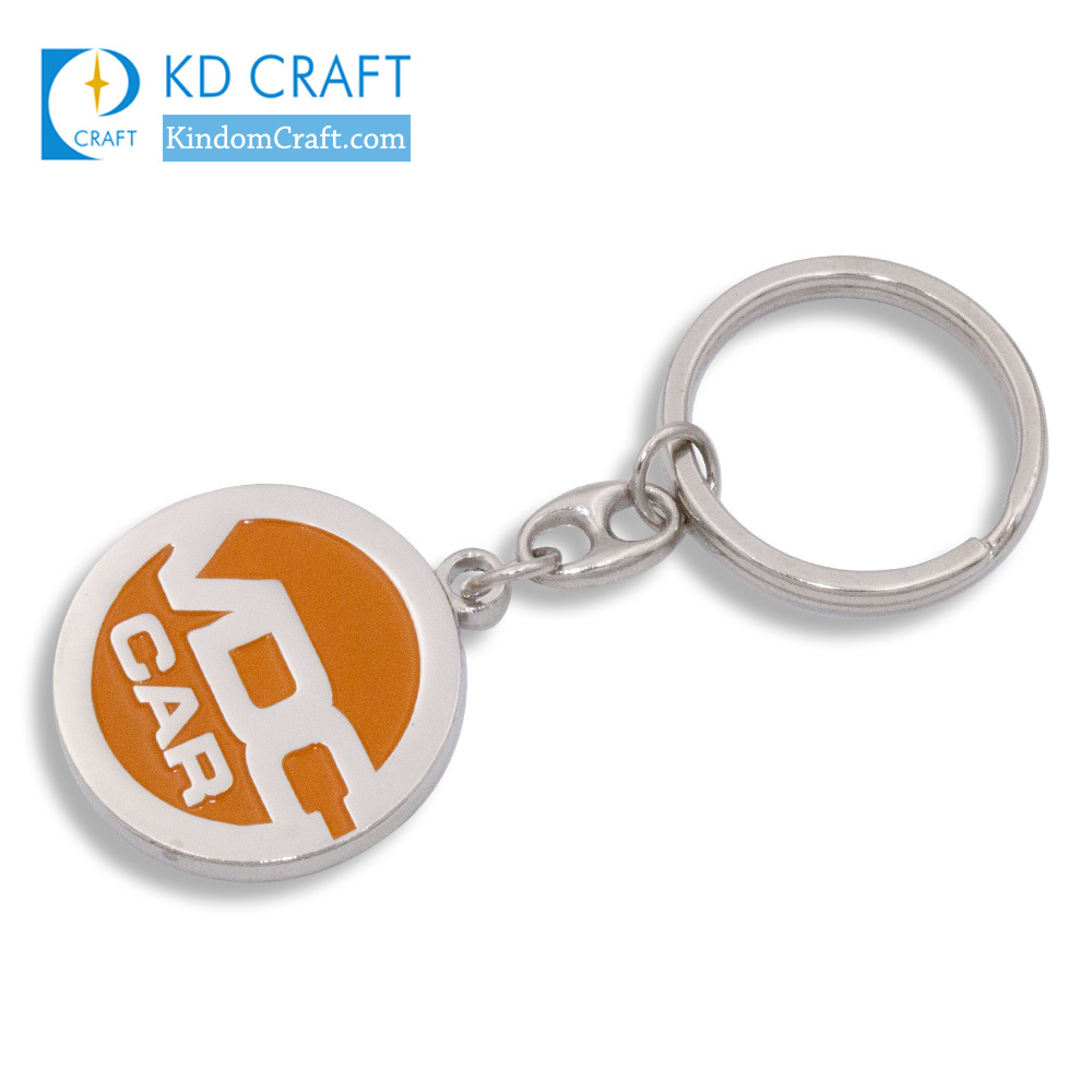 Supply custom zinc alloy printing epoxy branded promotional sports club team souvenir metal spinning keychain