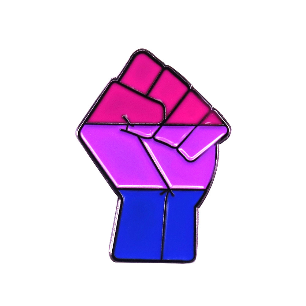 Wholesale cheap custom rainbow pride lapel pin badge metal bisexual power enamel pin lgbt fist for events