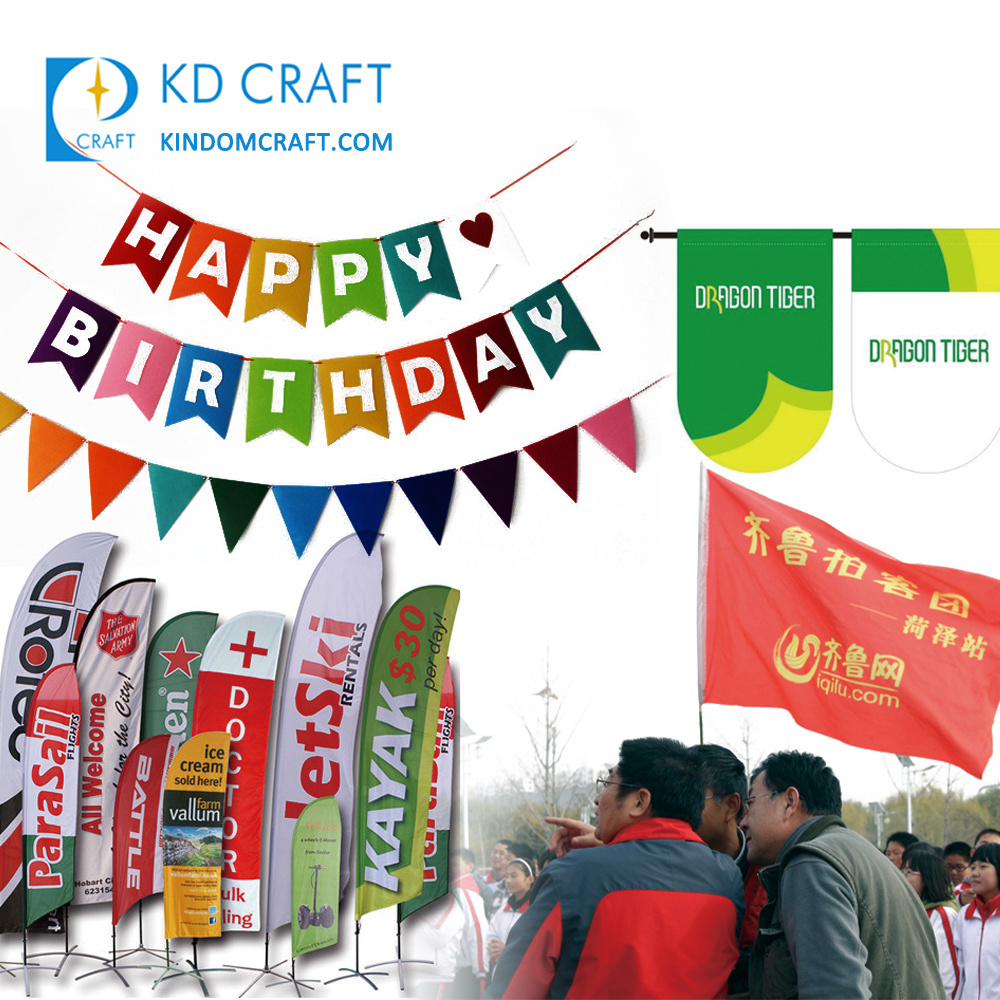 Factory supply custom colorful digital printing happy birthday party banners with own logo for sale