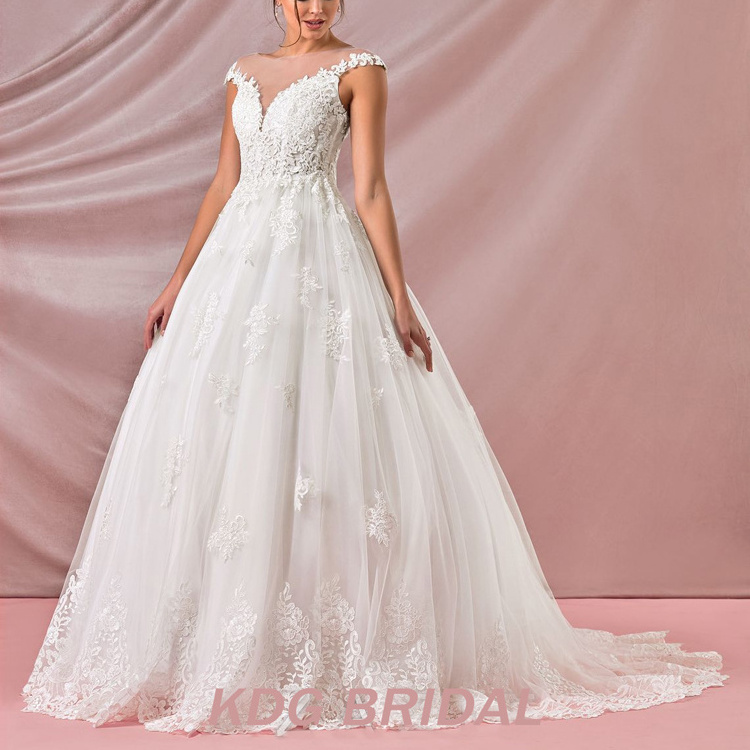 Ball-Gown Princess Wedding Dresses From China Guangzhou Big Tail Formal Dresses For Wedding Lace White Tunisian Wedding Dress