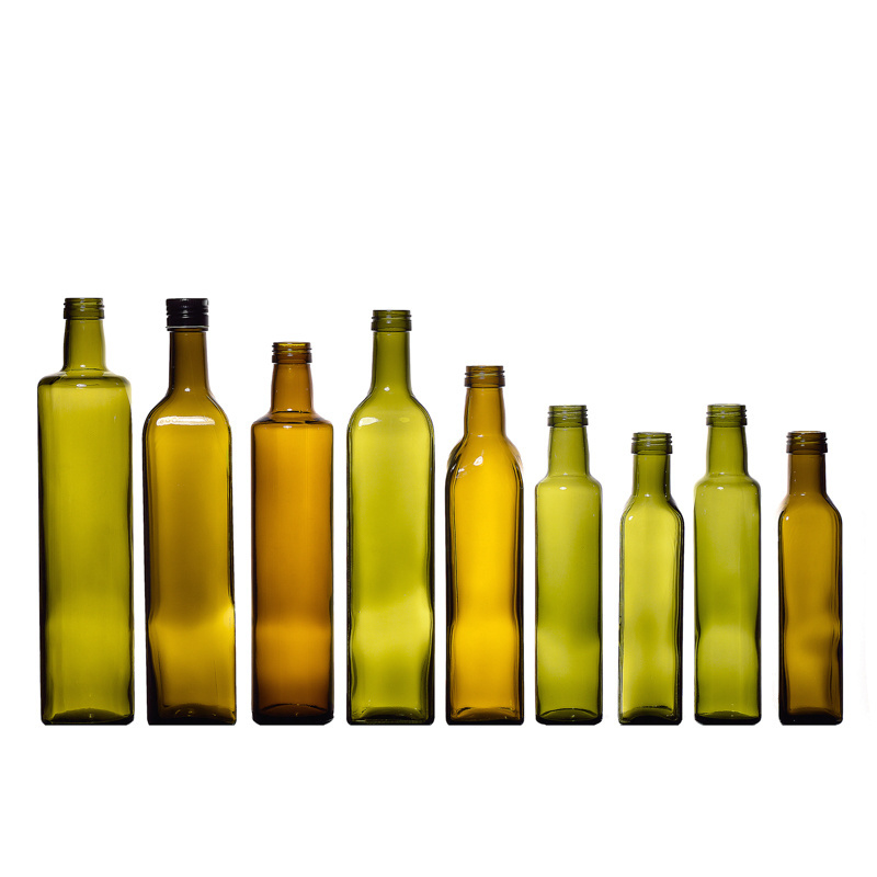 KDG Brand 100ml 250ml 500ml 750ml 1000ml Glass Amber Olive Oil Bottles Round and Square Shape Cooking Oil Bottles Wholesale