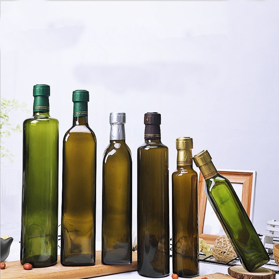 KDG Brand 100ml 250ml 500ml 750ml 1000ml Glass Amber Olive Oil Bottles Round and Square Shape Cooking Oil Bottles Wholesale