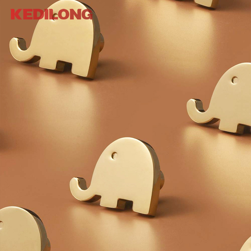 Original and minimalist Nordic light luxury children's room brass handle cabinet drawer pull handle cabinet small elephant knob