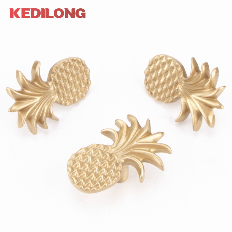 Furniture hardware modern simple brass pineapple pull handle kitchen cabinet drawer door knob European copper handle L5034