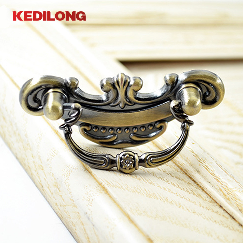 American style antique bronze pull handle furniture hardware kitchen cabinet drawer red bronze pull handle