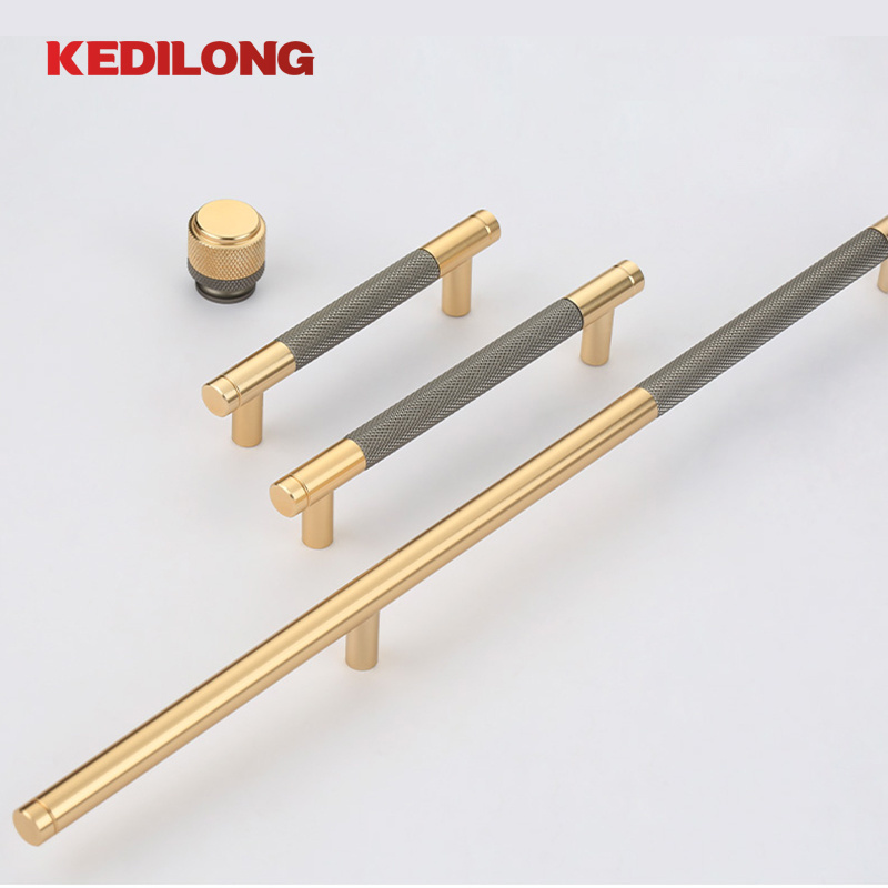 Furniture Hardware Modern Luxury Gold Cabinet Handle Drawer Aluminum Alloy Knurled Handle Cabinet Door Knob