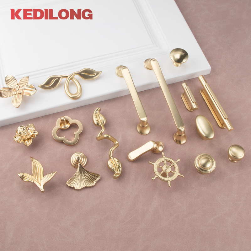 Modern Minimalist Zinc Alloy Cabinet Handle European Light Luxury Gold Knob Kitchen Bathroom Office Living Room Drawer Pull