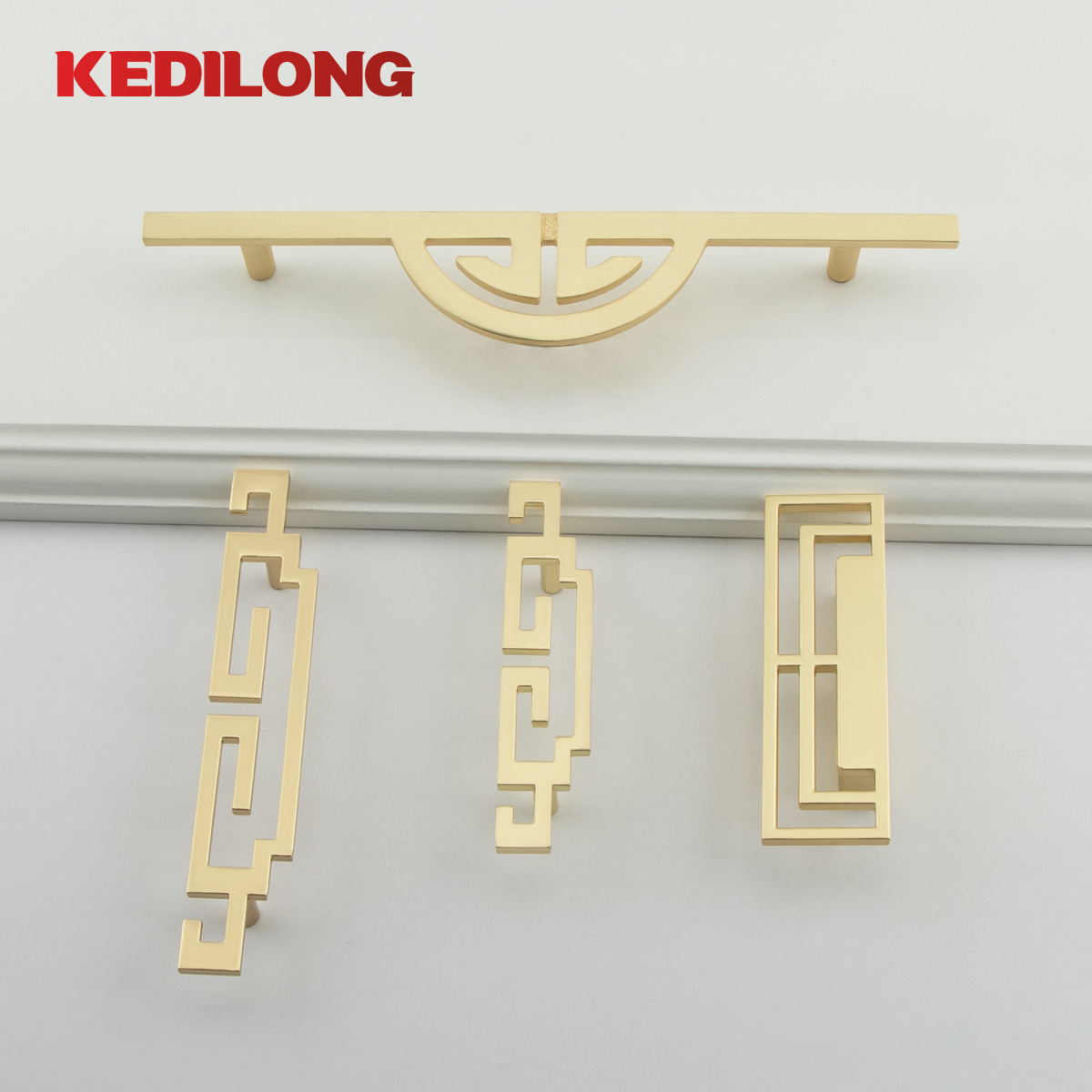 Furniture hardware zinc alloy cabinet door decorative handle gold OEM custom European style knob drawer hollow handle