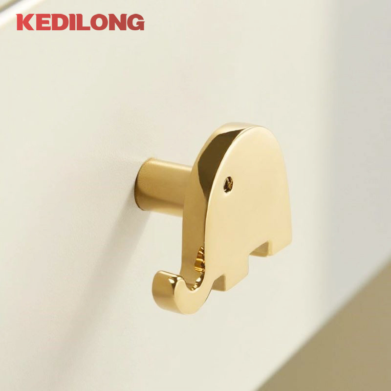 Original and minimalist Nordic light luxury children's room brass handle cabinet drawer pull handle cabinet small elephant knob