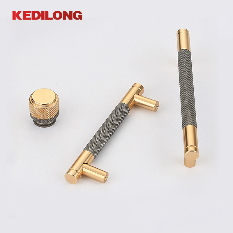 Furniture Hardware Modern Luxury Gold Cabinet Handle Drawer Aluminum Alloy Knurled Handle Cabinet Door Knob