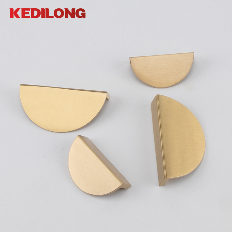 Brass Flat Half Round Moon Furniture cabinet wardrobe drawer pulls brass handles hardware home decoration kitchen handle