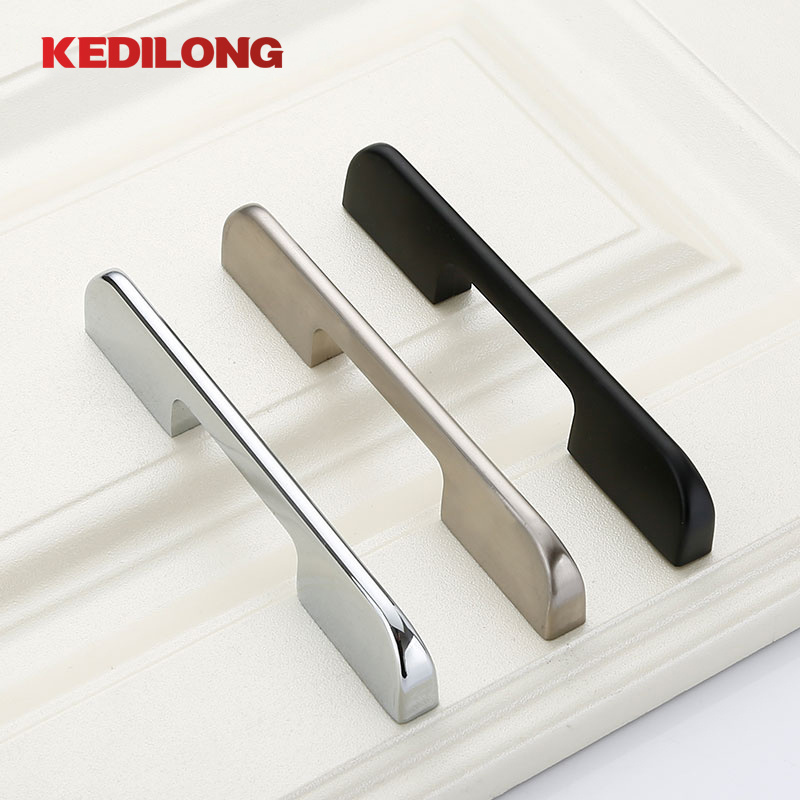 Modern simple nickel brushed cabinet door long handle drawer black zinc handle kitchen cabinet bright chrome handle