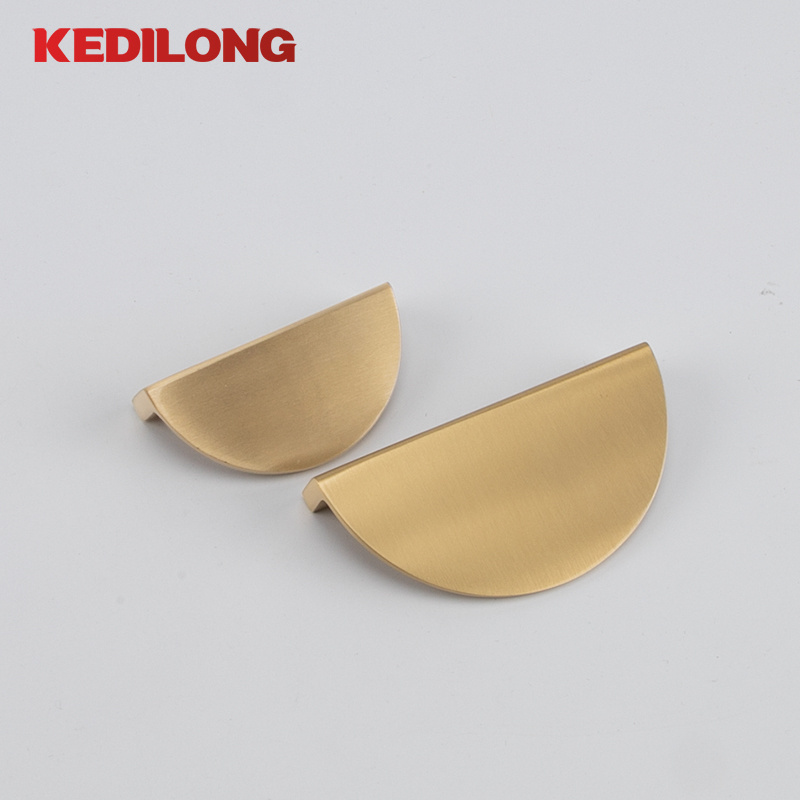 Brass Flat Half Round Moon Furniture cabinet wardrobe drawer pulls brass handles hardware home decoration kitchen handle