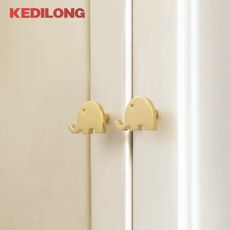 Original and minimalist Nordic light luxury children's room brass handle cabinet drawer pull handle cabinet small elephant knob