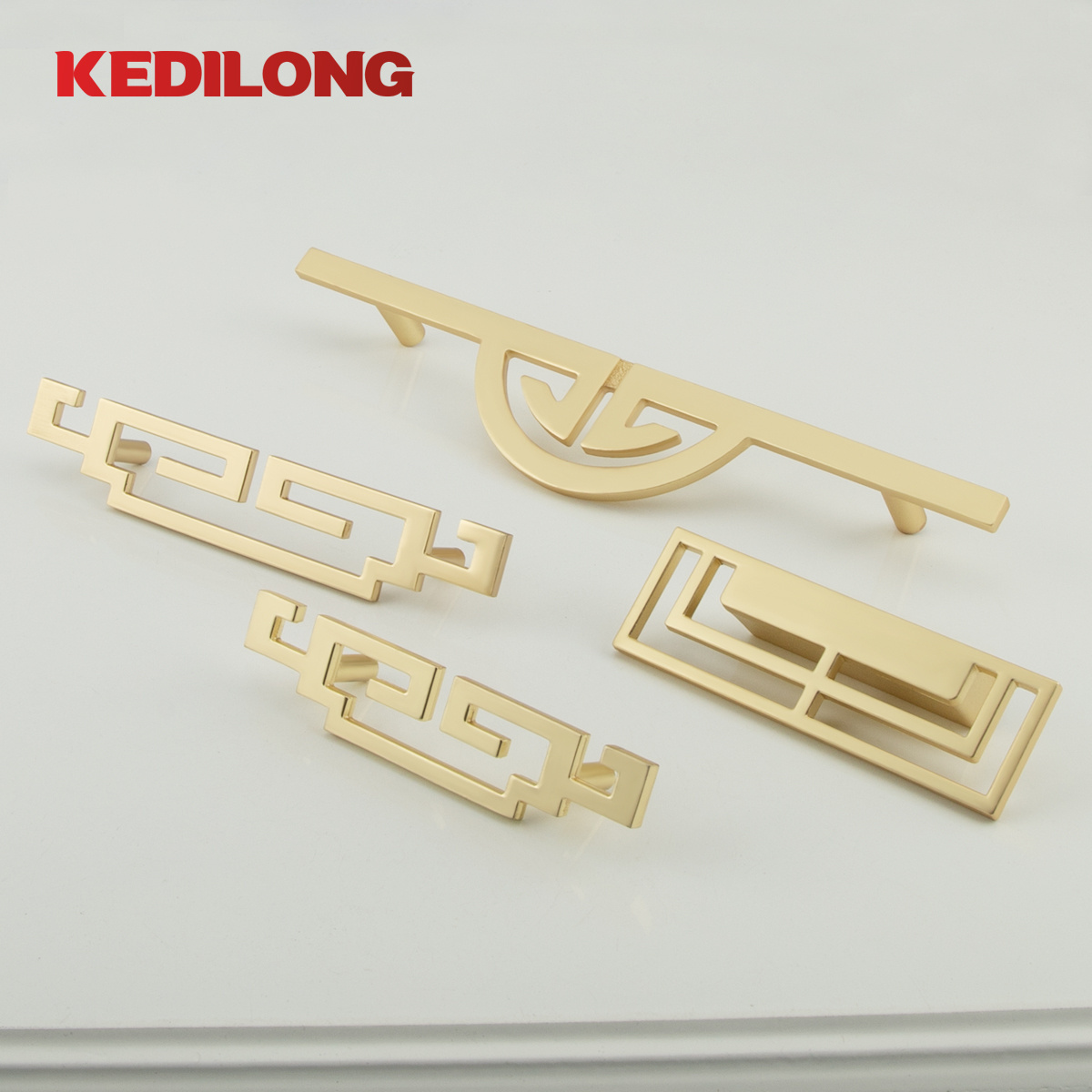 Furniture hardware zinc alloy cabinet door decorative handle gold OEM custom European style knob drawer hollow handle