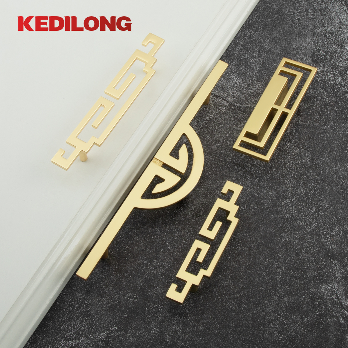 Furniture hardware zinc alloy cabinet door decorative handle gold OEM custom European style knob drawer hollow handle