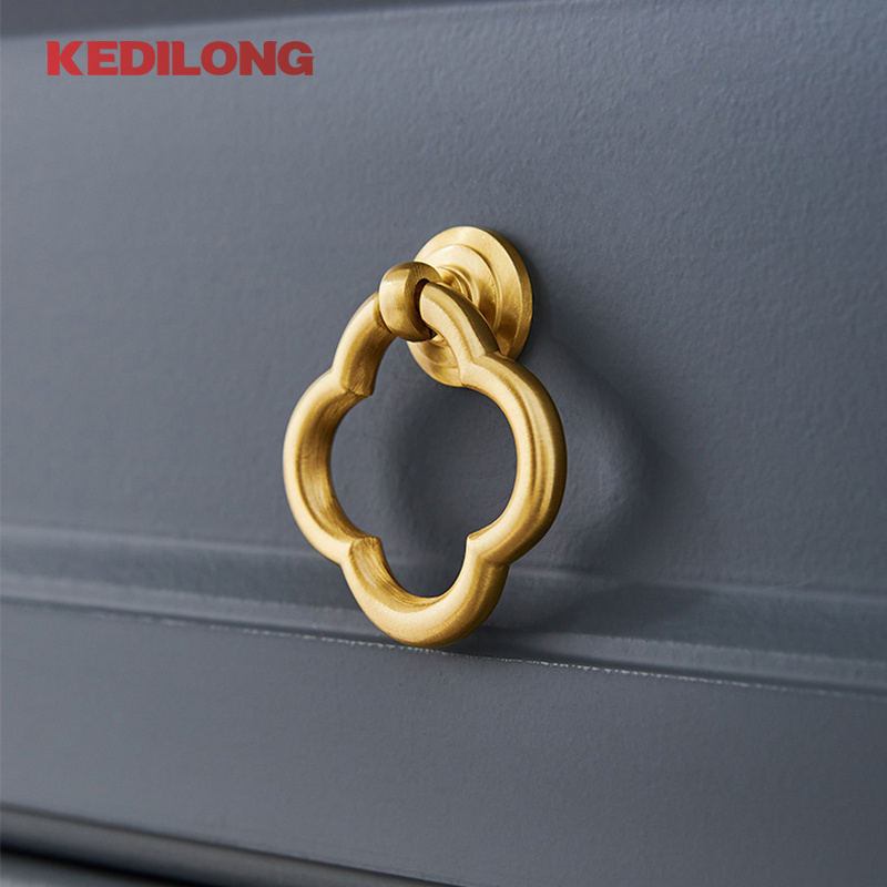 Brushed brass cabinet door drawer knob Nordic pendant pull ring wardrobe gold modern luxury cabinet pull handle