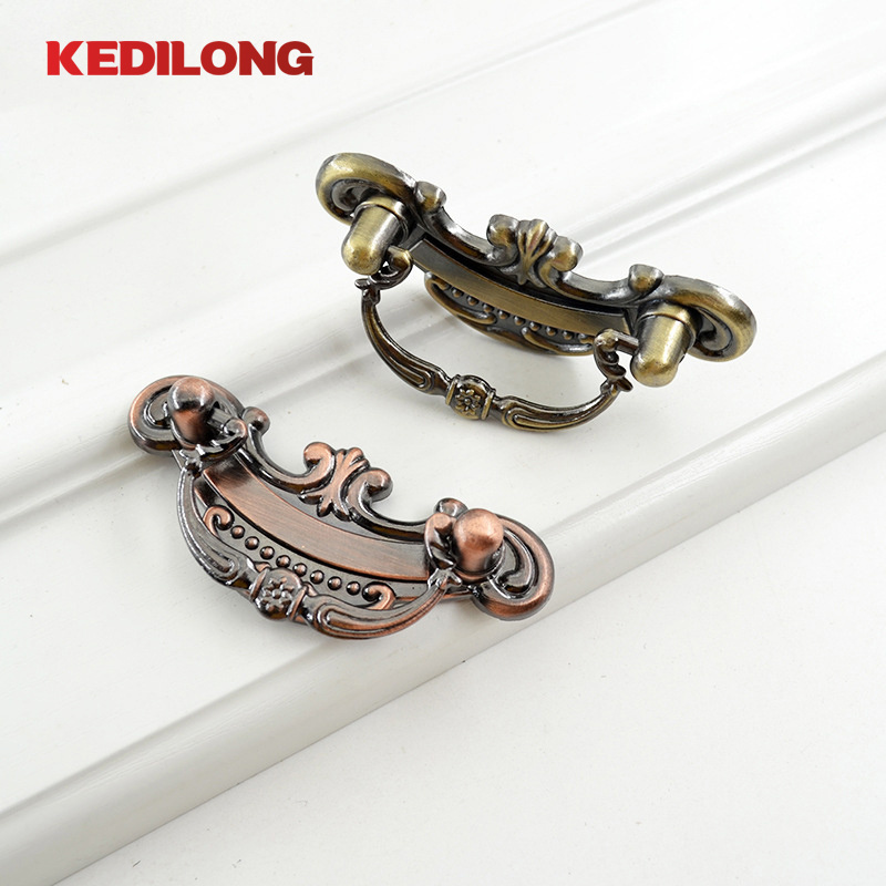 American style antique bronze pull handle furniture hardware kitchen cabinet drawer red bronze pull handle