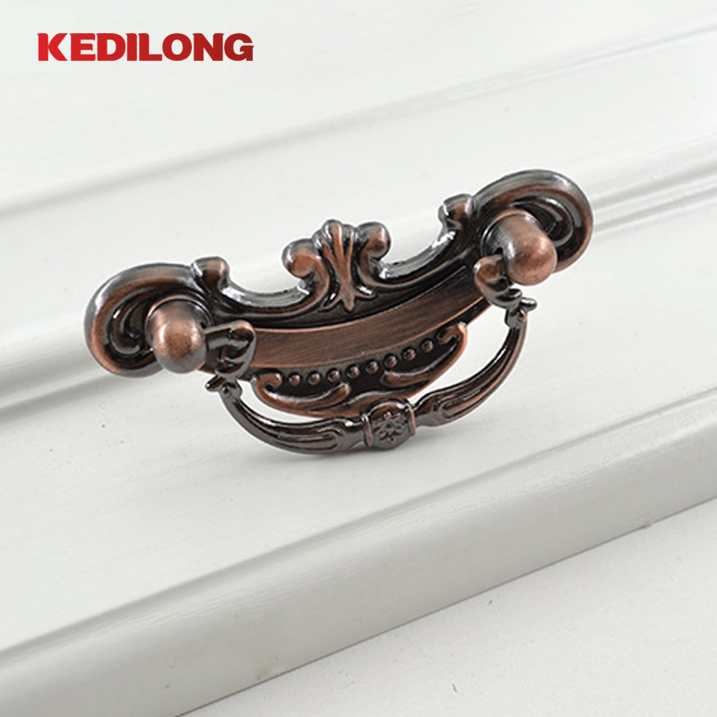 American style antique bronze pull handle furniture hardware kitchen cabinet drawer red bronze pull handle