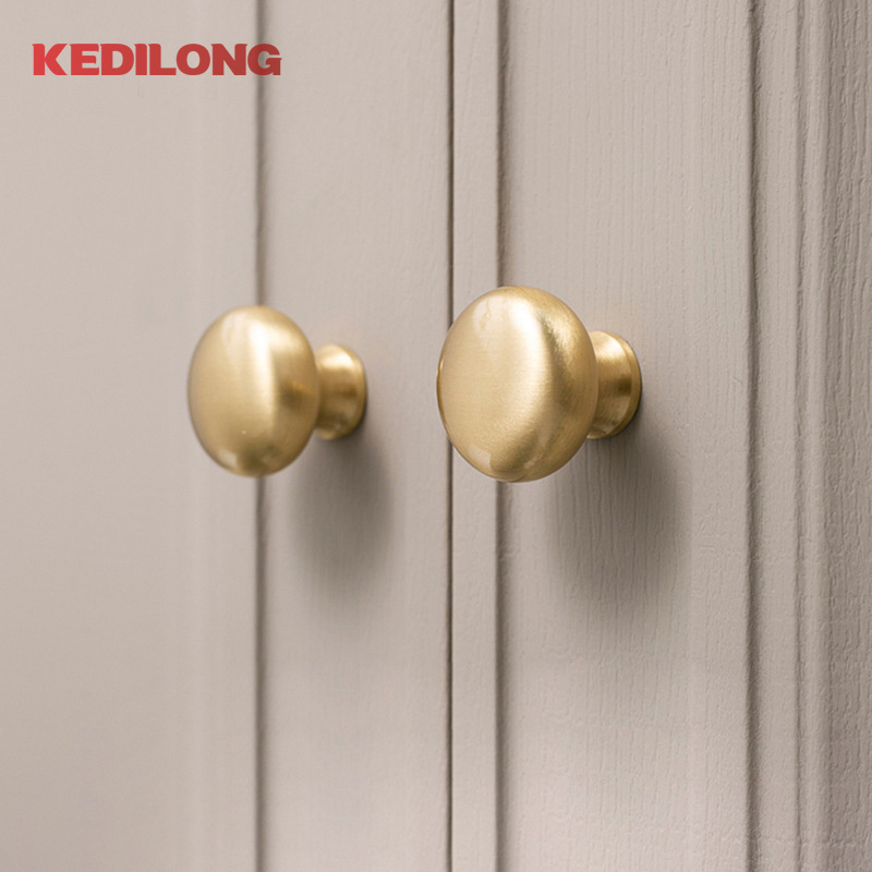 Brass Pull Handle New Chinese Style Drawer Single Hole Indoor Hardware Bedside Cabinet Minimalist Cabinet Door Pure Copper Knob