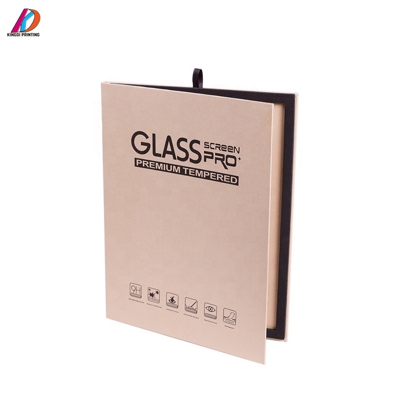 Hanging style paper box packaging for tempered glass screen protector