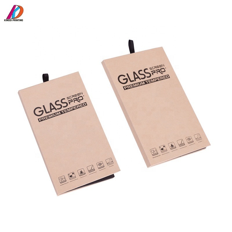 Hanging style paper box packaging for tempered glass screen protector